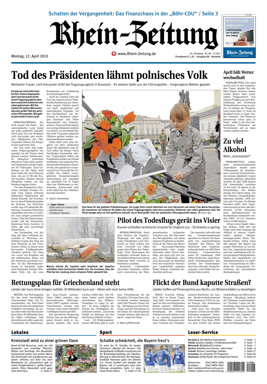 Rhein-Zeitung Kreis Neuwied vom Montag, 12.04.2010