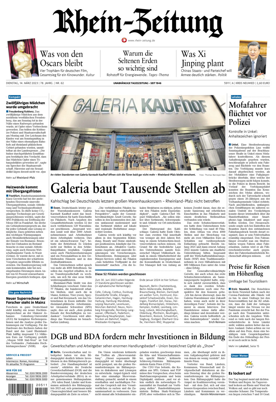 Rhein-Zeitung Kreis Neuwied vom Dienstag, 14.03.2023