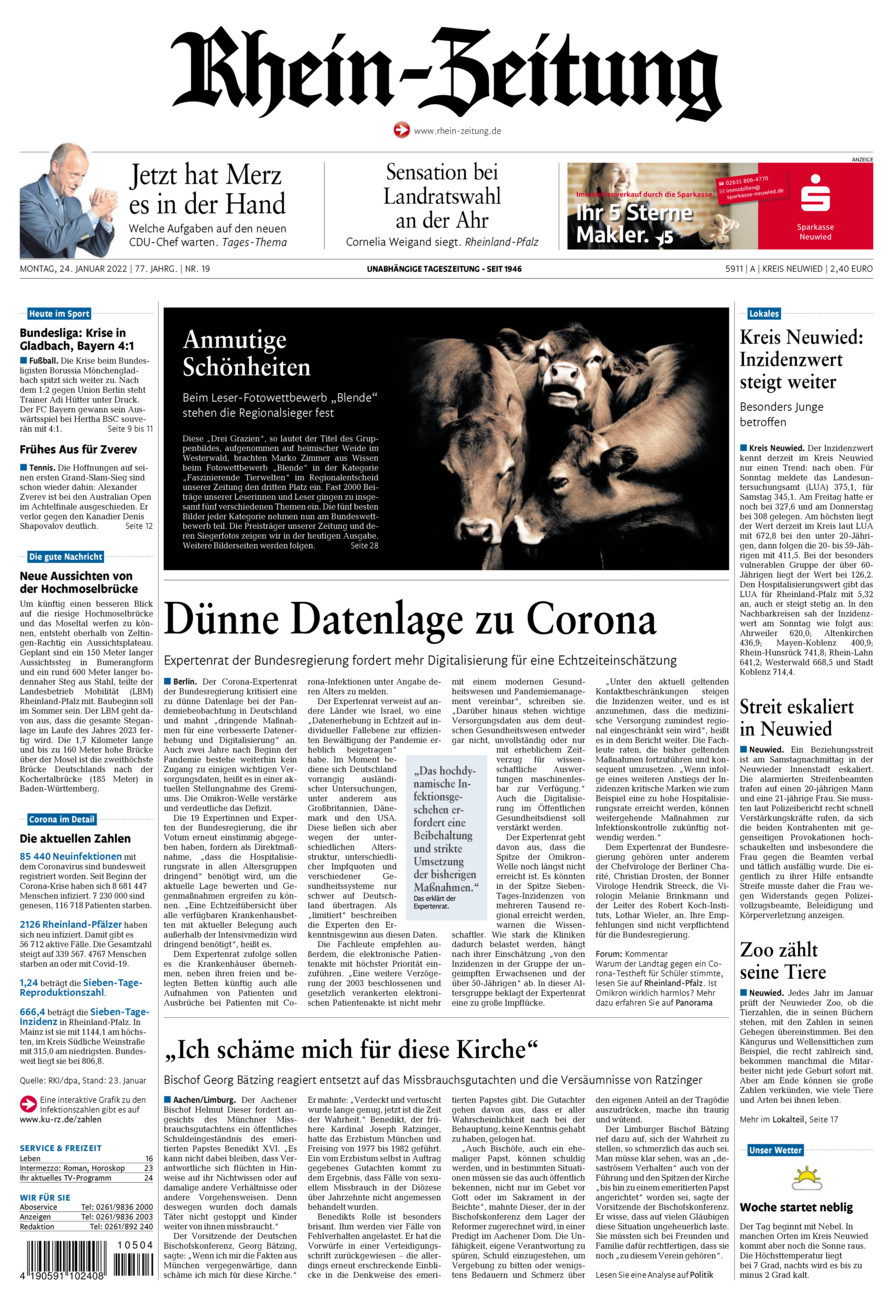Rhein-Zeitung Kreis Neuwied vom Montag, 24.01.2022