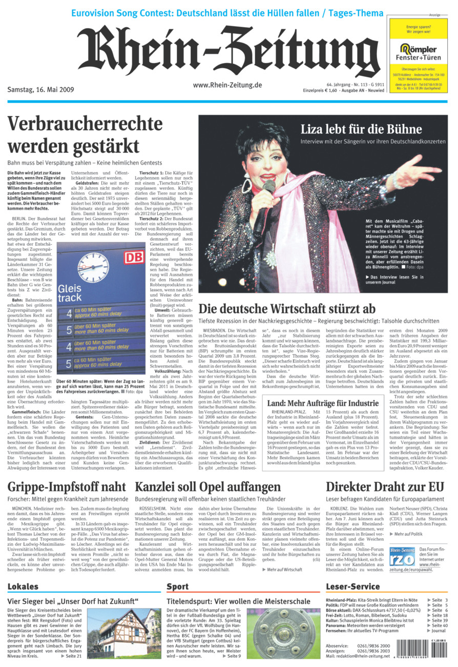 Rhein-Zeitung Kreis Neuwied vom Samstag, 16.05.2009