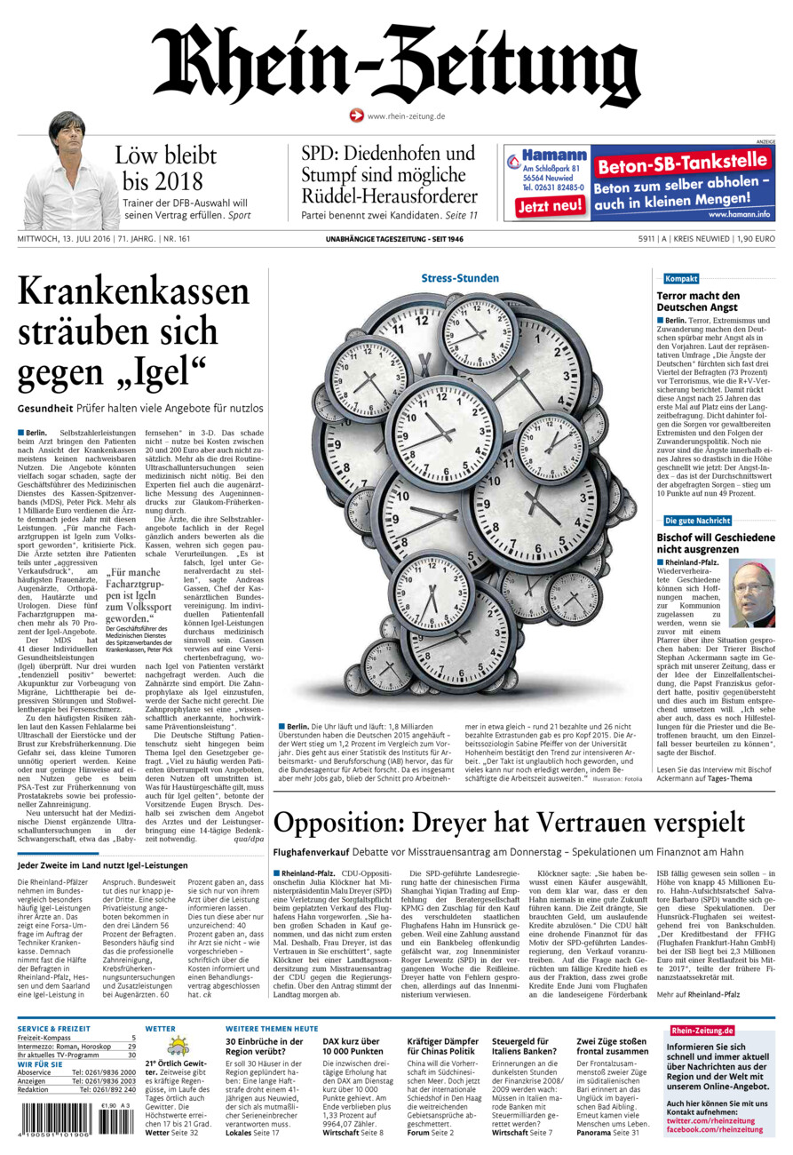 Rhein-Zeitung Kreis Neuwied vom Mittwoch, 13.07.2016