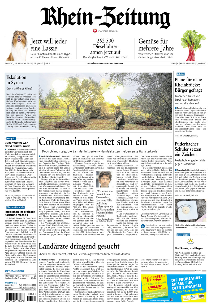 Rhein-Zeitung Kreis Neuwied vom Samstag, 29.02.2020