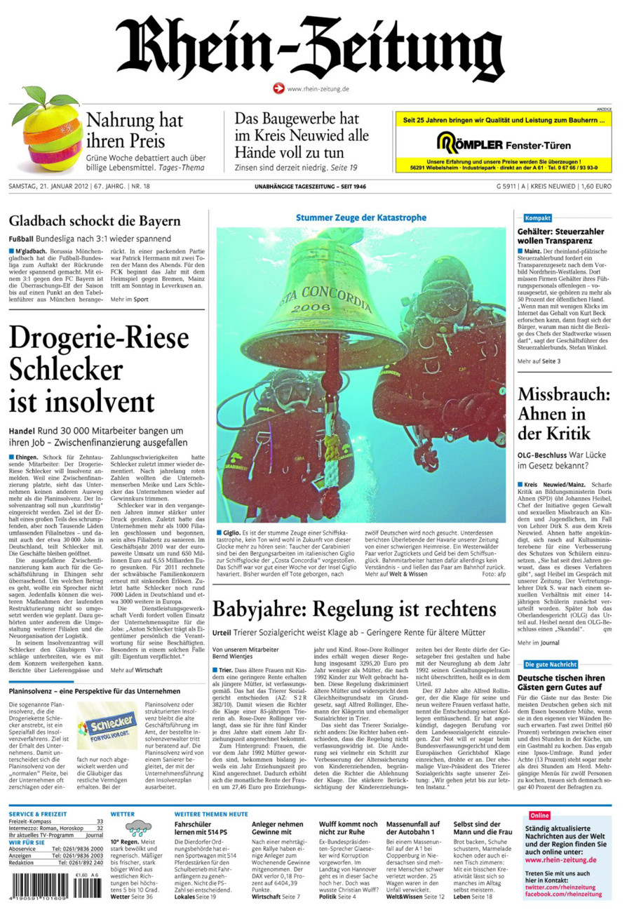 Rhein-Zeitung Kreis Neuwied vom Samstag, 21.01.2012