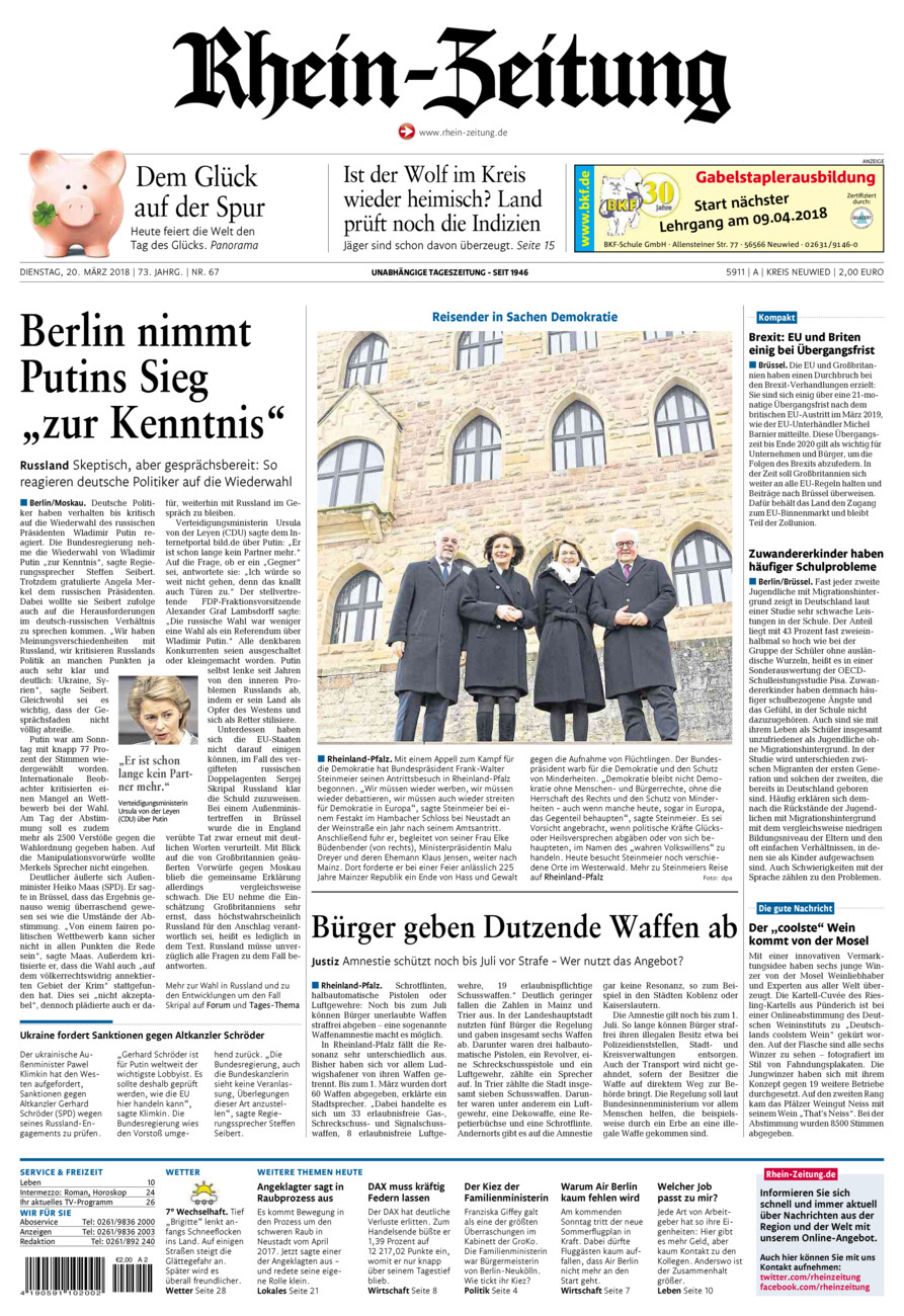 Rhein-Zeitung Kreis Neuwied vom Dienstag, 20.03.2018