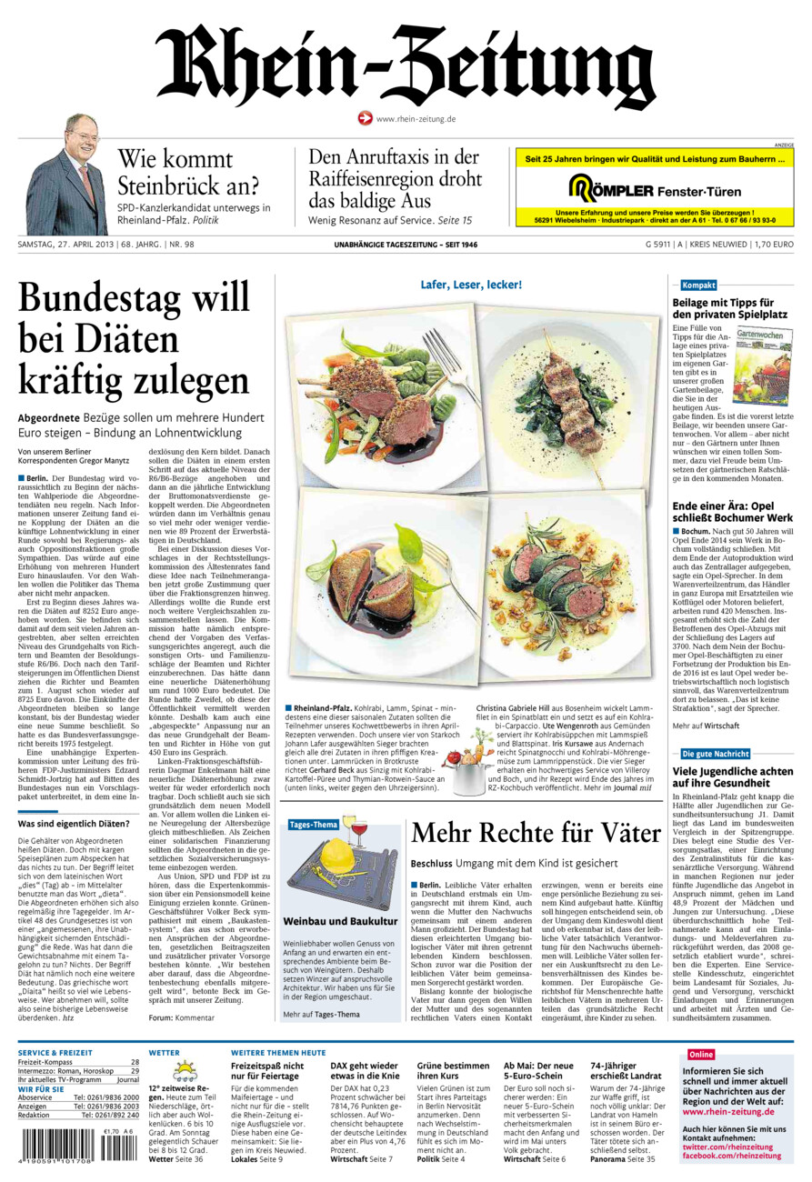 Rhein-Zeitung Kreis Neuwied vom Samstag, 27.04.2013