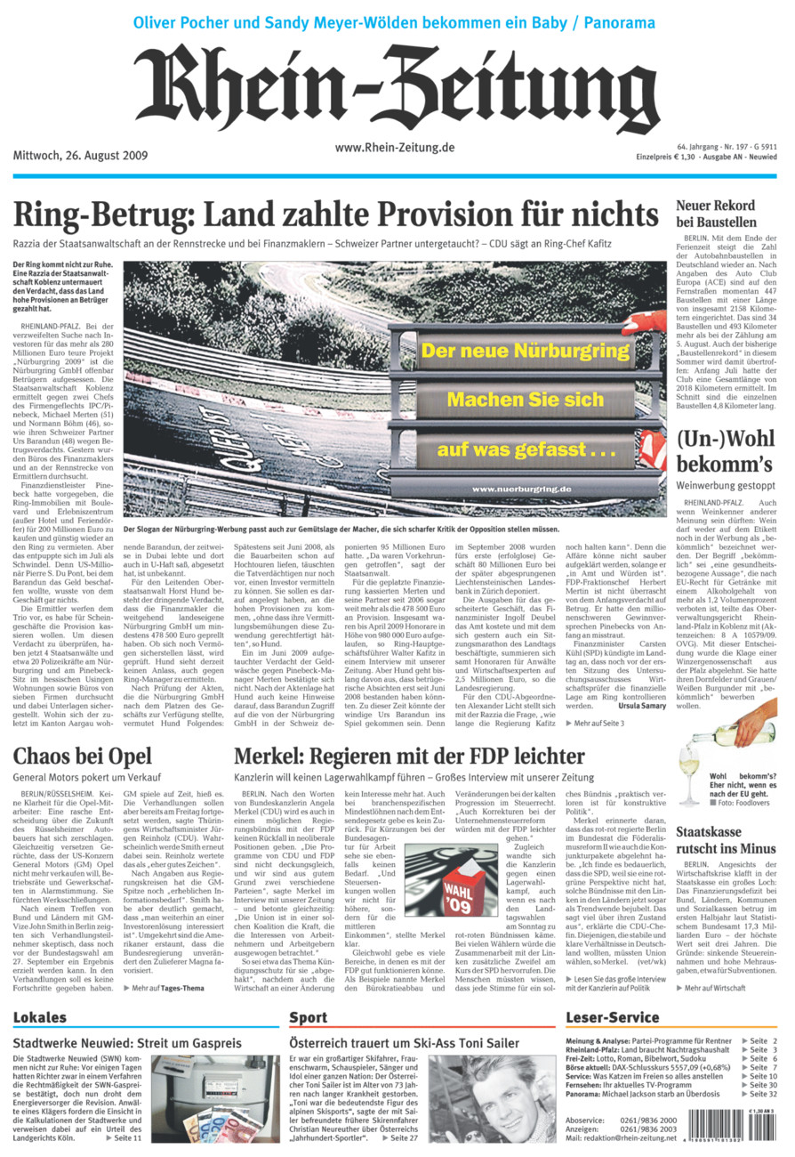 Rhein-Zeitung Kreis Neuwied vom Mittwoch, 26.08.2009