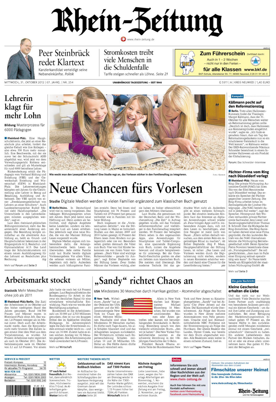 Rhein-Zeitung Kreis Neuwied vom Mittwoch, 31.10.2012