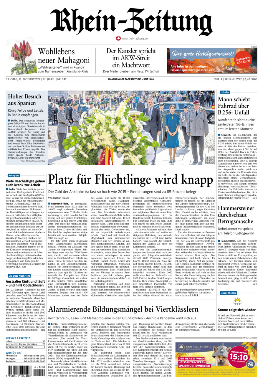 Rhein-Zeitung Kreis Neuwied vom Dienstag, 18.10.2022