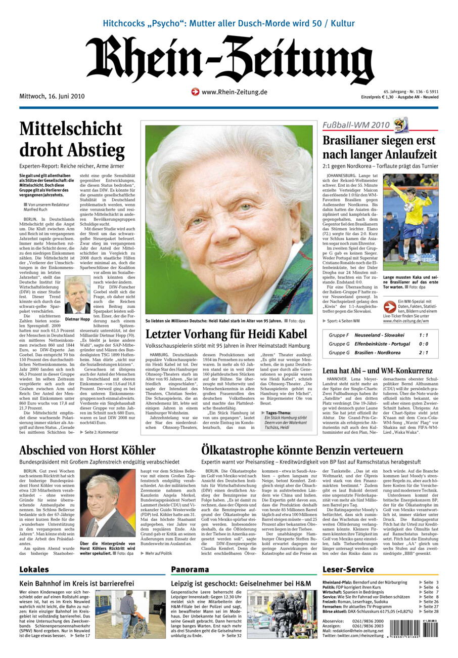Rhein-Zeitung Kreis Neuwied vom Mittwoch, 16.06.2010