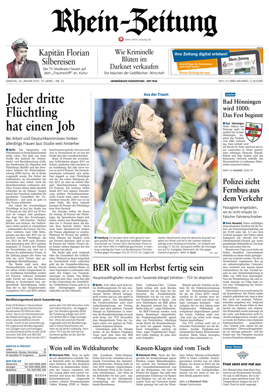 Rhein-Zeitung Kreis Neuwied vom Samstag, 26.01.2019