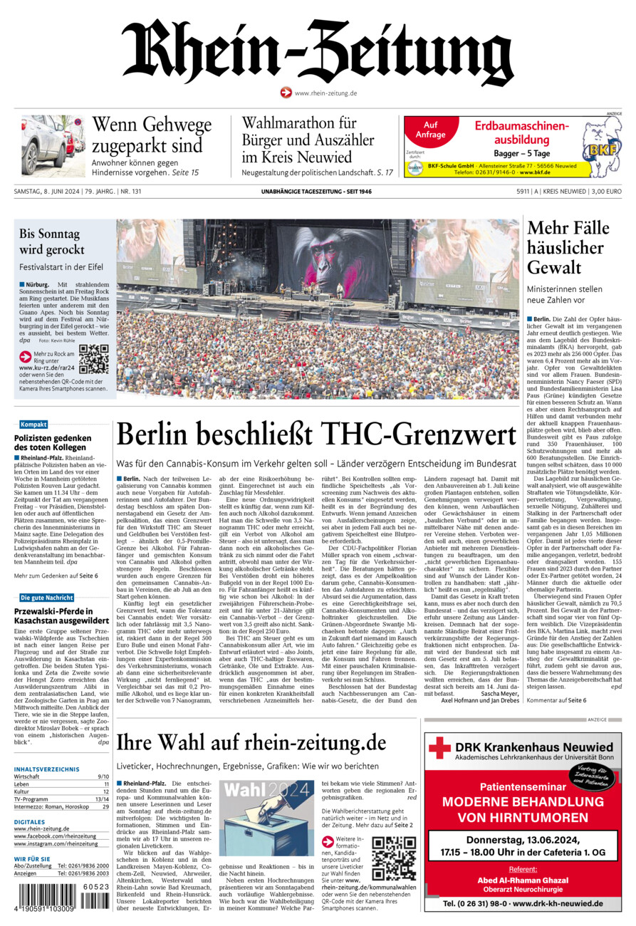Rhein-Zeitung Kreis Neuwied vom Samstag, 08.06.2024