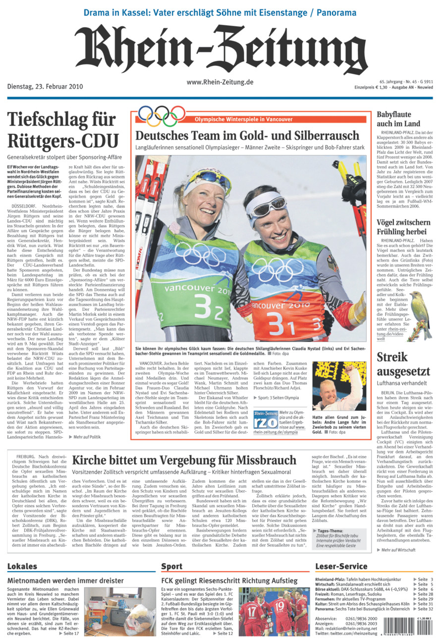 Rhein-Zeitung Kreis Neuwied vom Dienstag, 23.02.2010