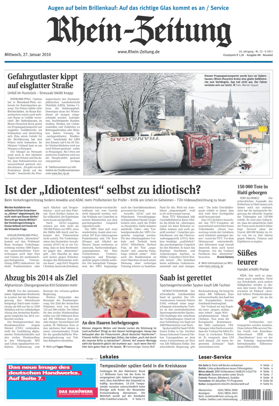 Rhein-Zeitung Kreis Neuwied vom Mittwoch, 27.01.2010