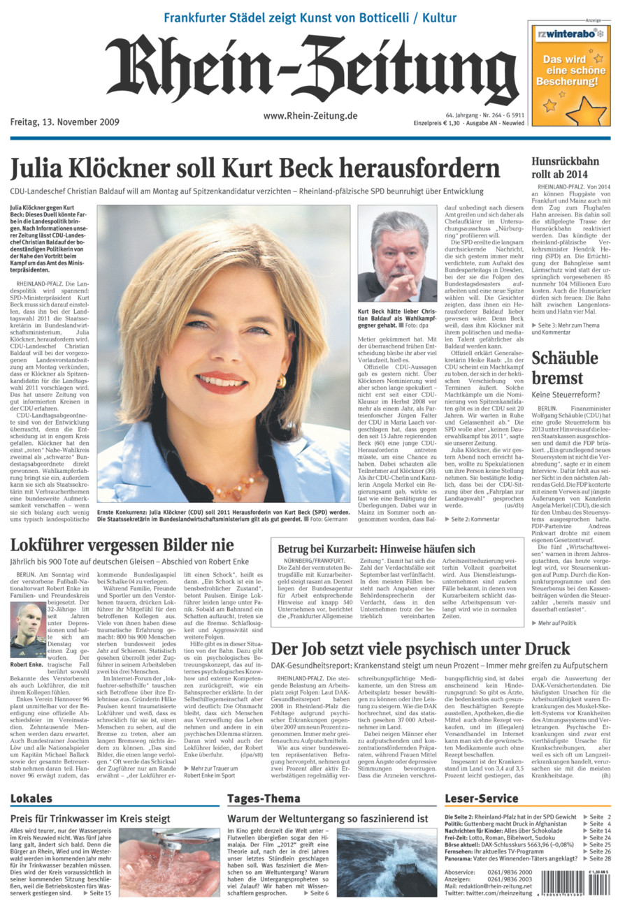 Rhein-Zeitung Kreis Neuwied vom Freitag, 13.11.2009