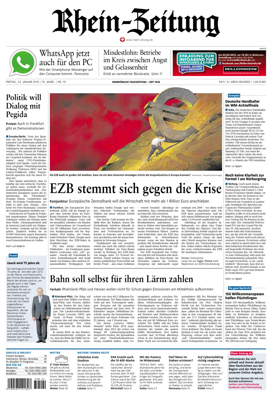 Rhein-Zeitung Kreis Neuwied vom Freitag, 23.01.2015