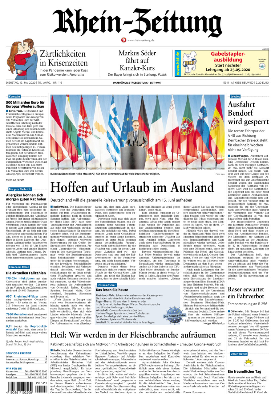 Rhein-Zeitung Kreis Neuwied vom Dienstag, 19.05.2020