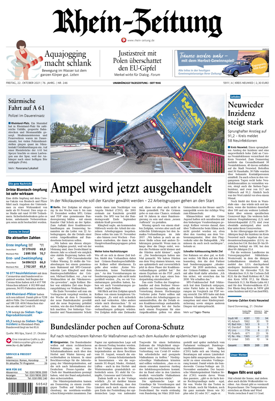 Rhein-Zeitung Kreis Neuwied vom Freitag, 22.10.2021