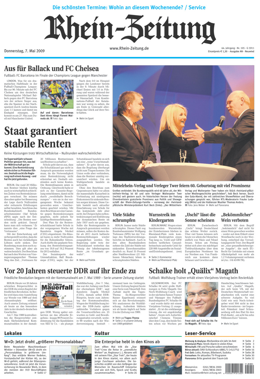 Rhein-Zeitung Kreis Neuwied vom Donnerstag, 07.05.2009