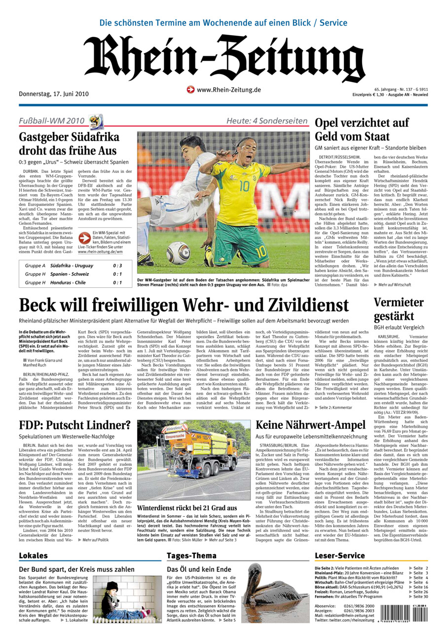 Rhein-Zeitung Kreis Neuwied vom Donnerstag, 17.06.2010