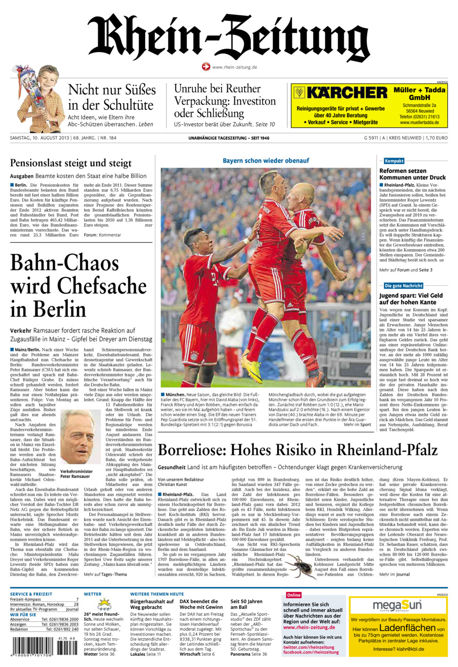 Rhein-Zeitung Kreis Neuwied vom Samstag, 10.08.2013
