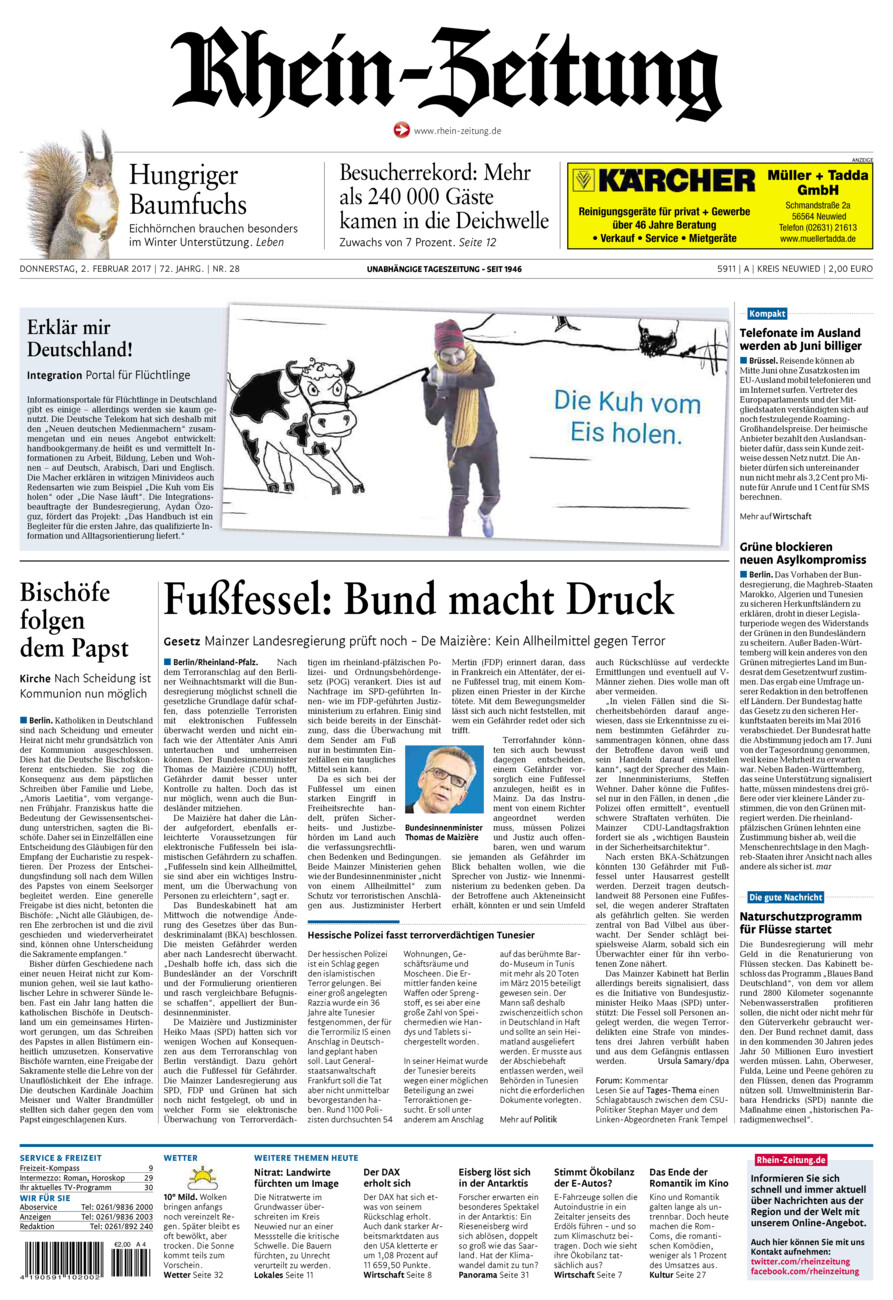 Rhein-Zeitung Kreis Neuwied vom Donnerstag, 02.02.2017