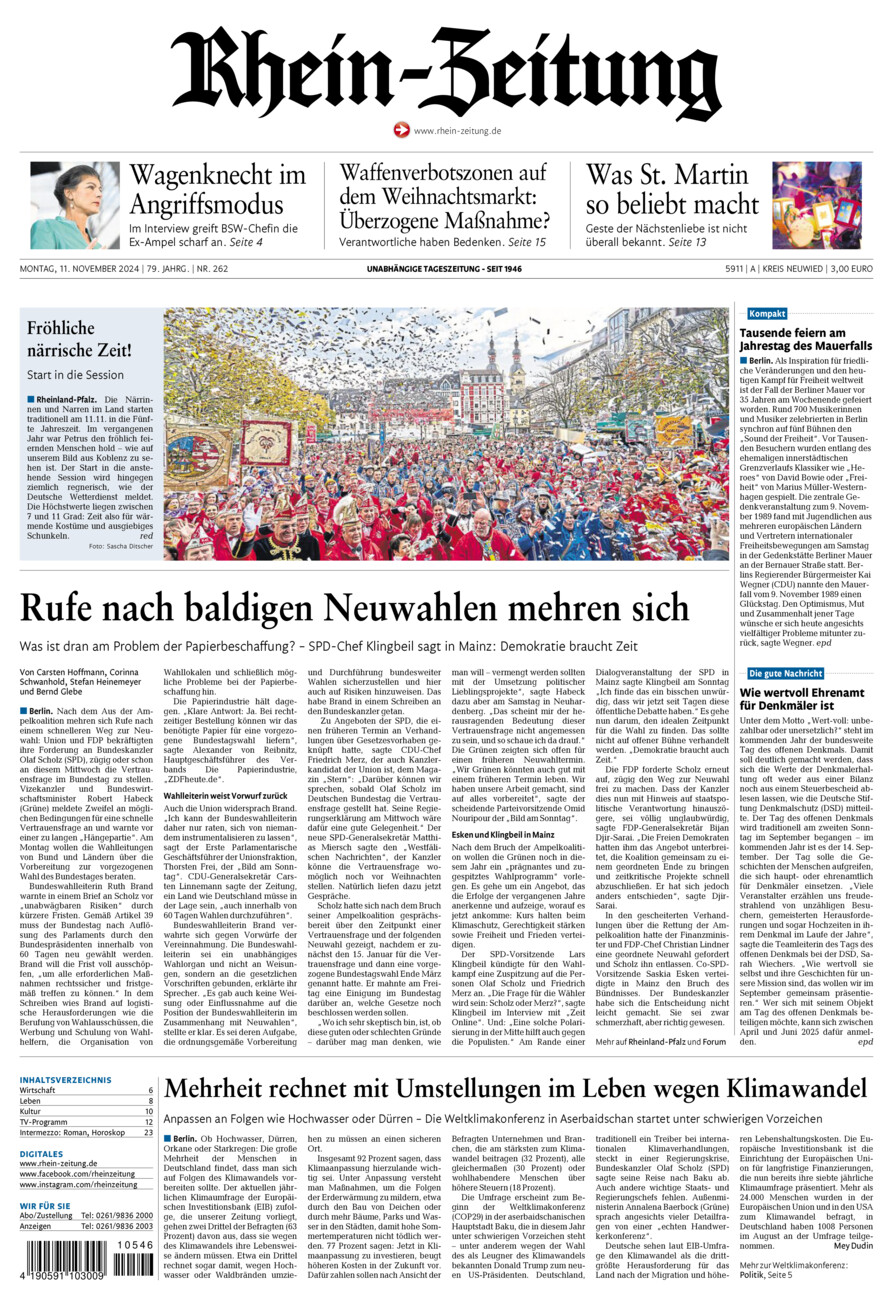 Rhein-Zeitung Kreis Neuwied vom Montag, 11.11.2024