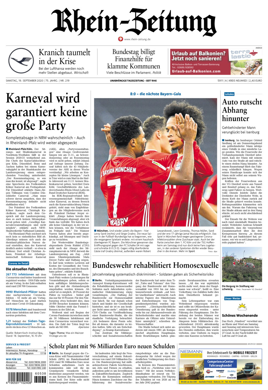 Rhein-Zeitung Kreis Neuwied vom Samstag, 19.09.2020