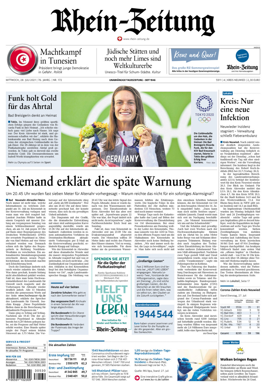 Rhein-Zeitung Kreis Neuwied vom Mittwoch, 28.07.2021