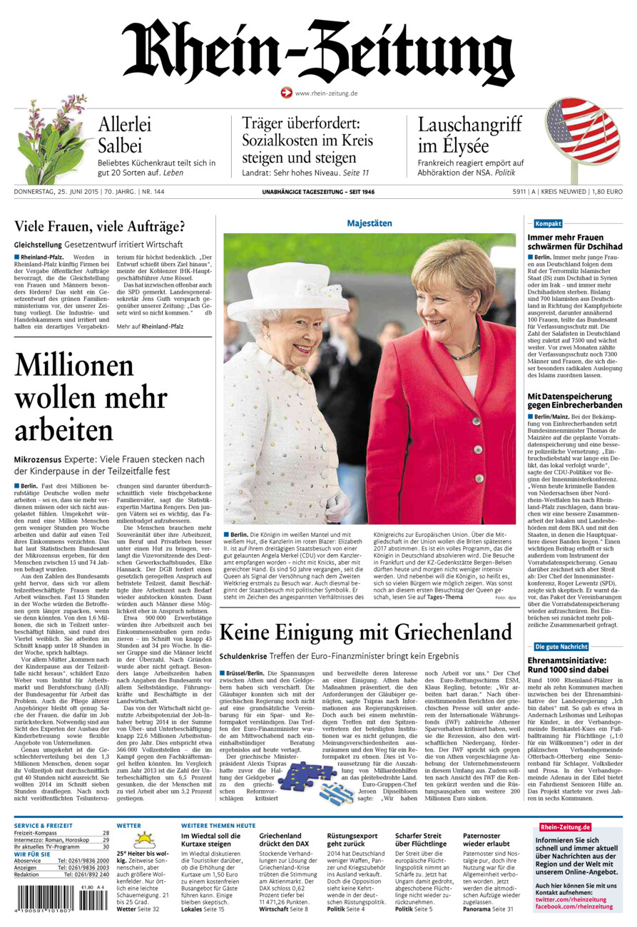 Rhein-Zeitung Kreis Neuwied vom Donnerstag, 25.06.2015