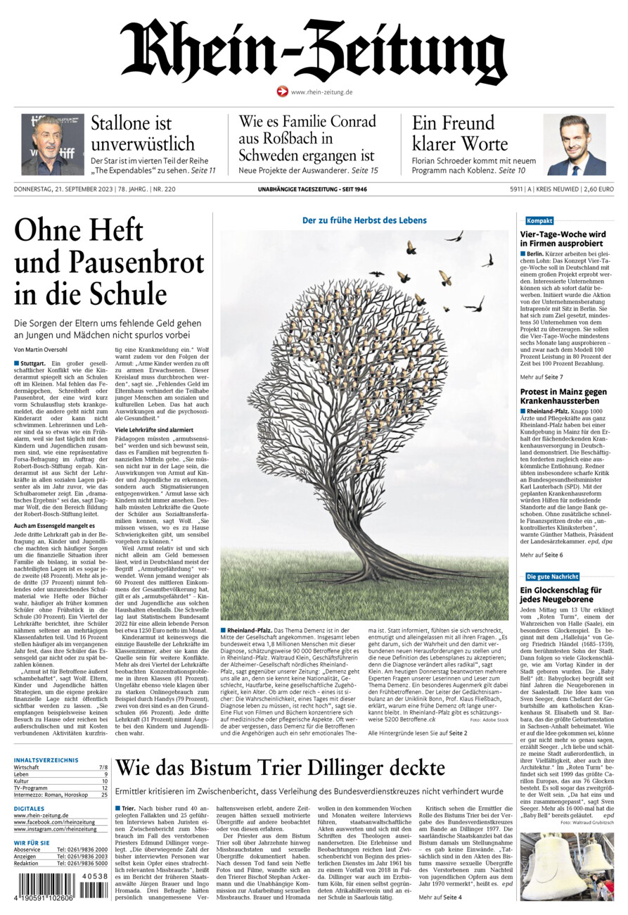 Rhein-Zeitung Kreis Neuwied vom Donnerstag, 21.09.2023