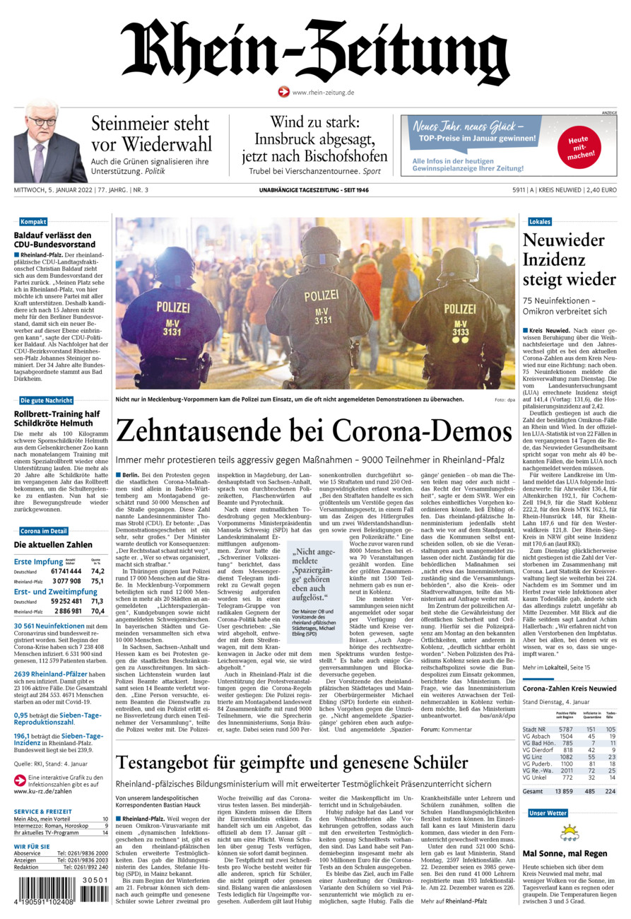 Rhein-Zeitung Kreis Neuwied vom Mittwoch, 05.01.2022