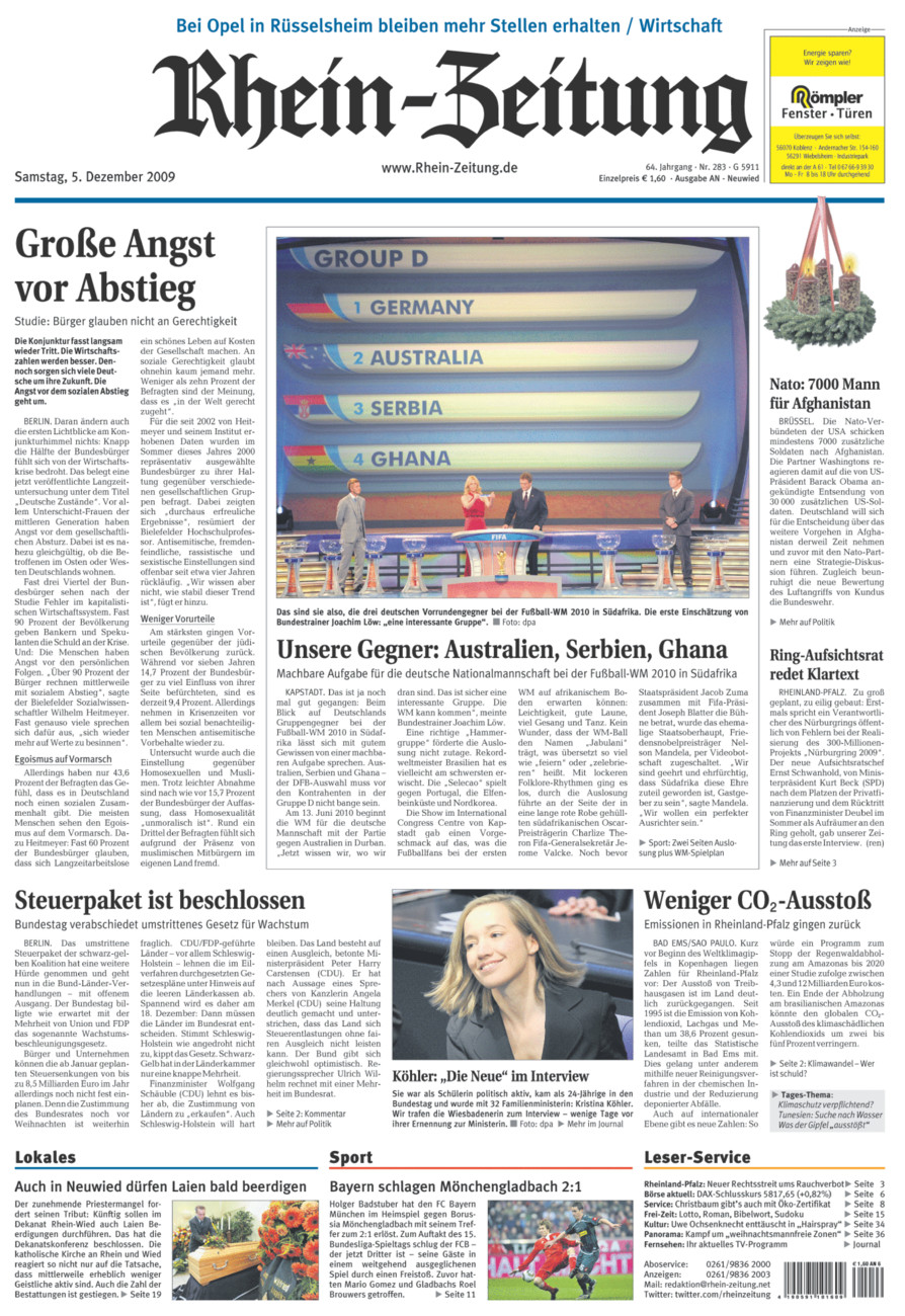Rhein-Zeitung Kreis Neuwied vom Samstag, 05.12.2009
