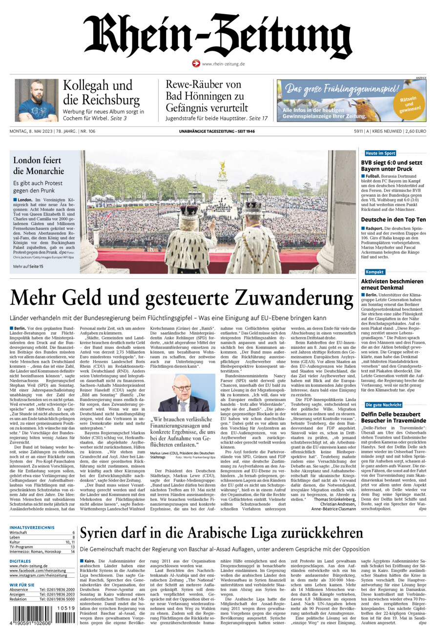 Rhein-Zeitung Kreis Neuwied vom Montag, 08.05.2023