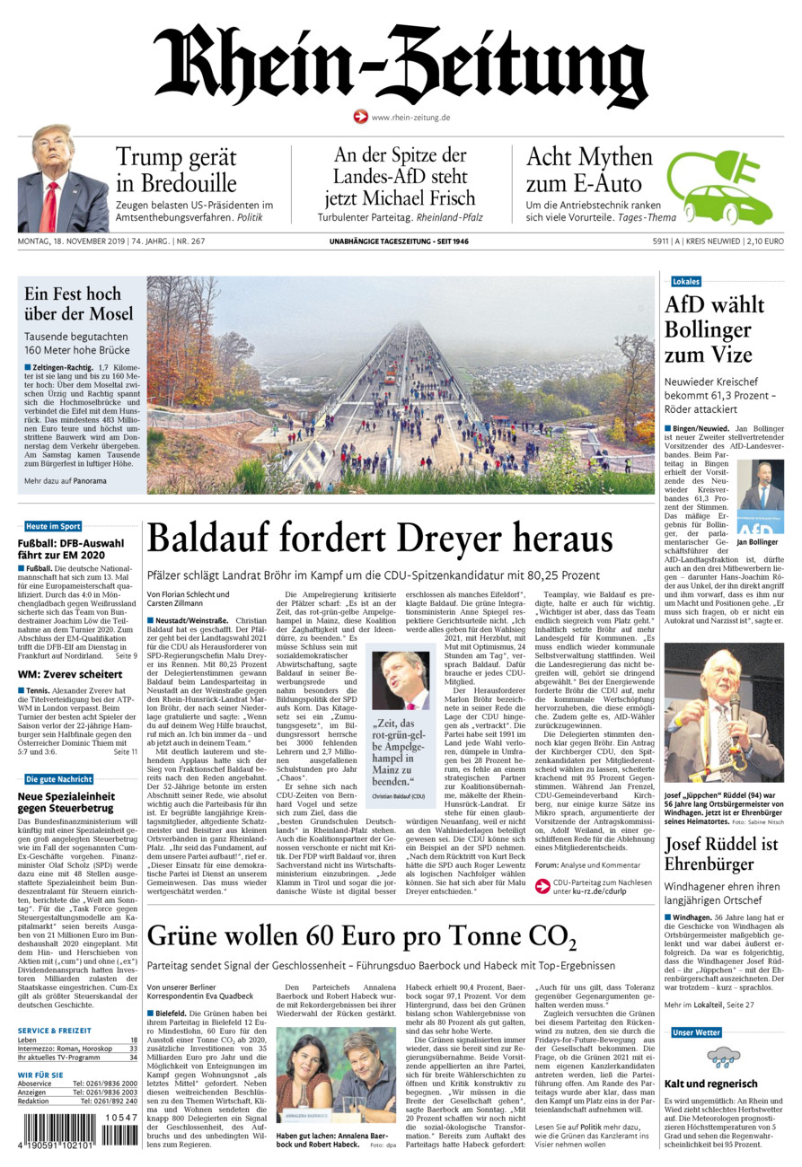 Rhein-Zeitung Kreis Neuwied vom Montag, 18.11.2019