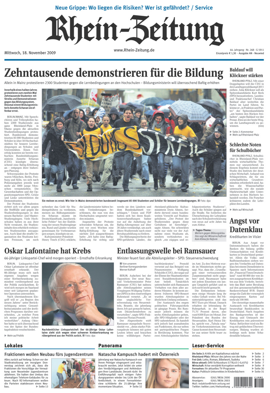 Rhein-Zeitung Kreis Neuwied vom Mittwoch, 18.11.2009
