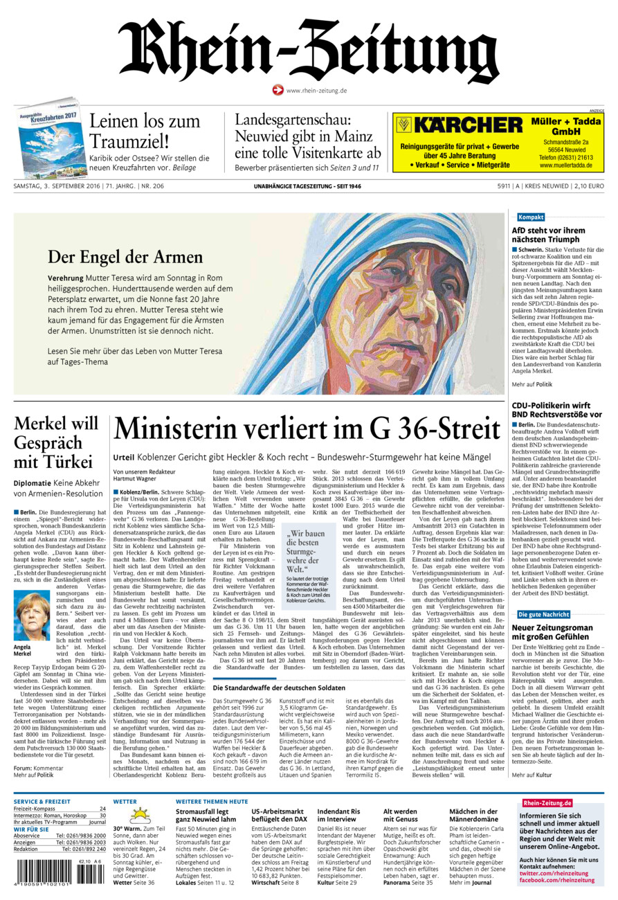 Rhein-Zeitung Kreis Neuwied vom Samstag, 03.09.2016
