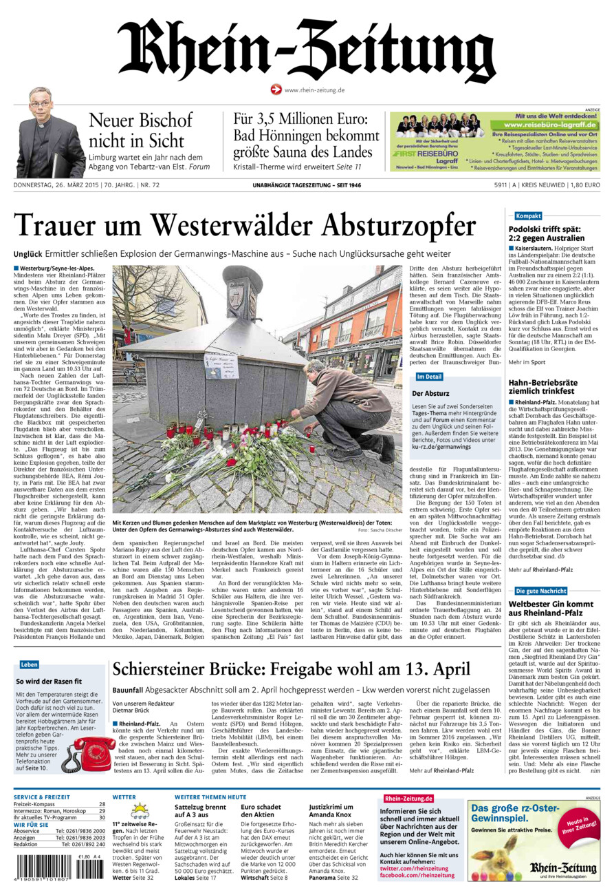 Rhein-Zeitung Kreis Neuwied vom Donnerstag, 26.03.2015