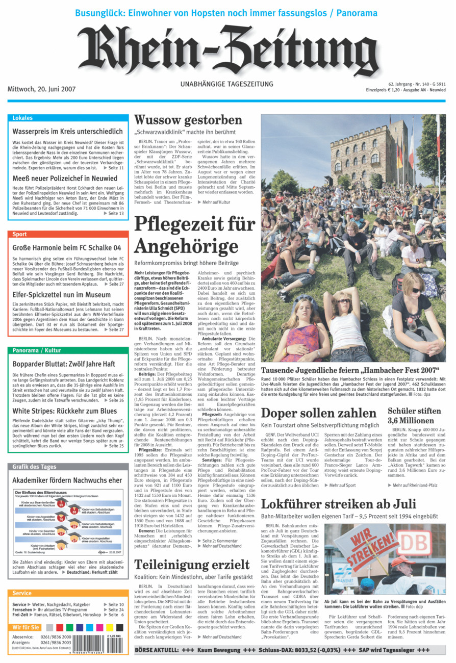 Rhein-Zeitung Kreis Neuwied vom Mittwoch, 20.06.2007