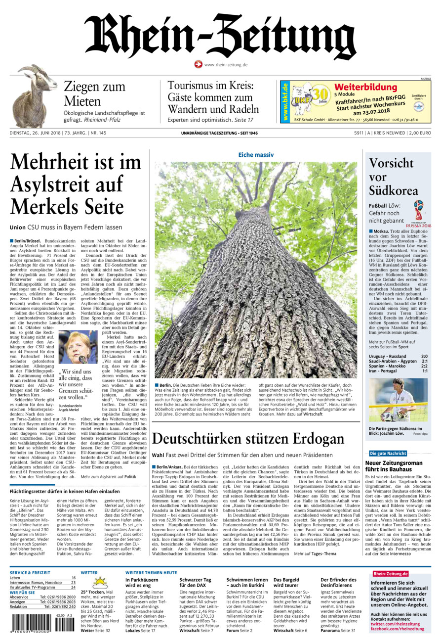 Rhein-Zeitung Kreis Neuwied vom Dienstag, 26.06.2018