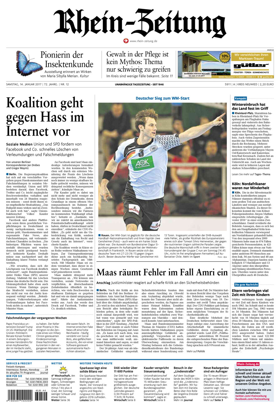 Rhein-Zeitung Kreis Neuwied vom Samstag, 14.01.2017