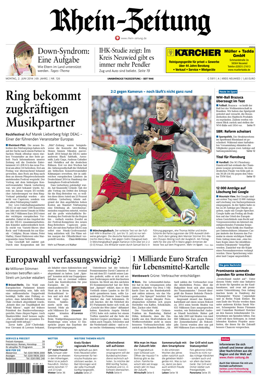 Rhein-Zeitung Kreis Neuwied vom Montag, 02.06.2014
