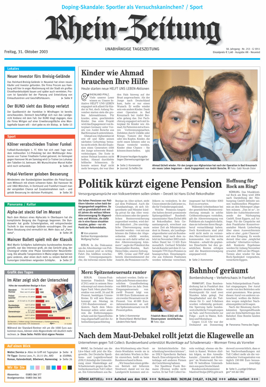 Rhein-Zeitung Kreis Neuwied vom Freitag, 31.10.2003