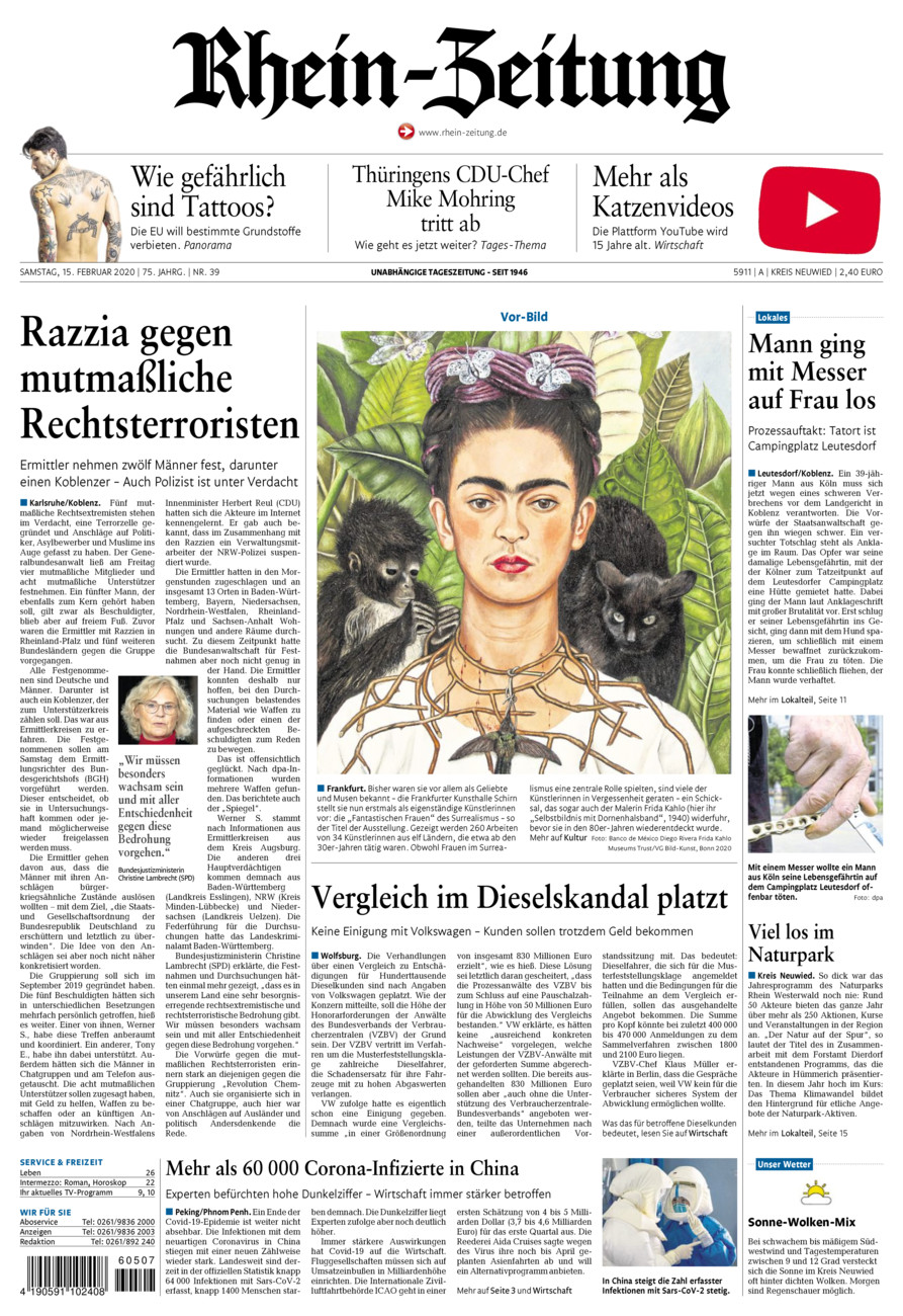 Rhein-Zeitung Kreis Neuwied vom Samstag, 15.02.2020