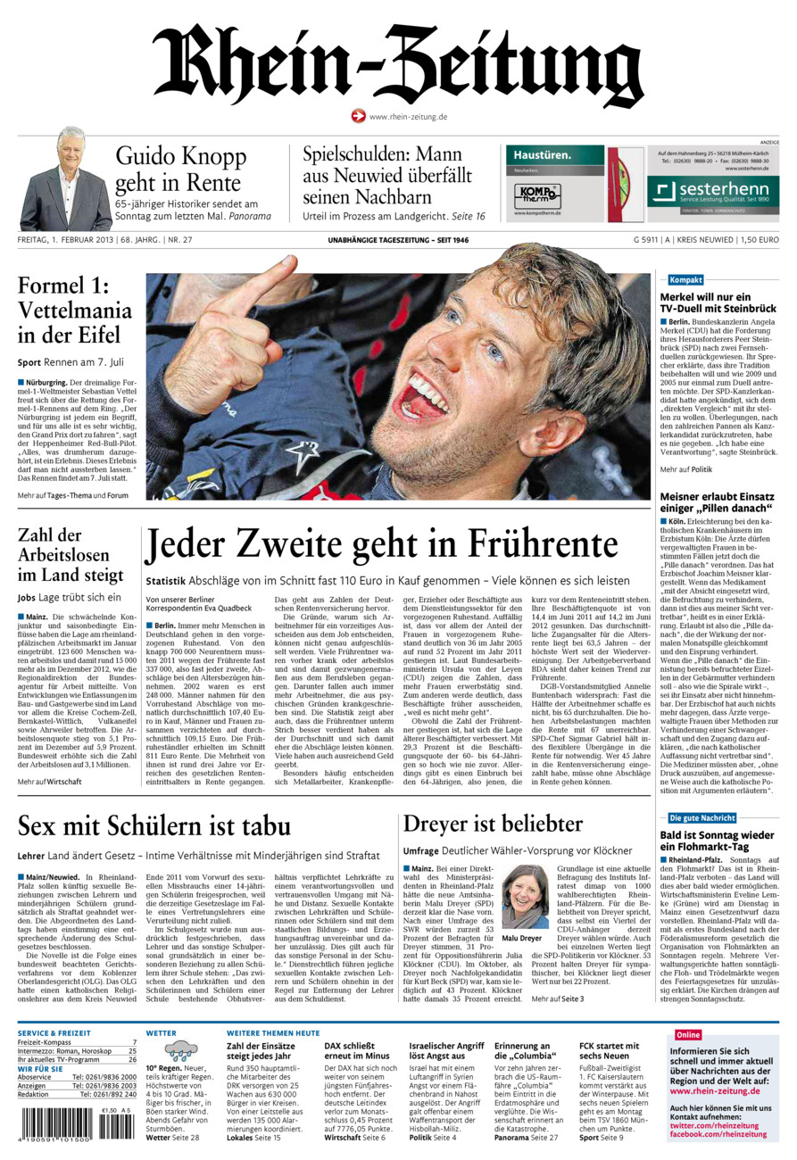 Rhein-Zeitung Kreis Neuwied vom Freitag, 01.02.2013