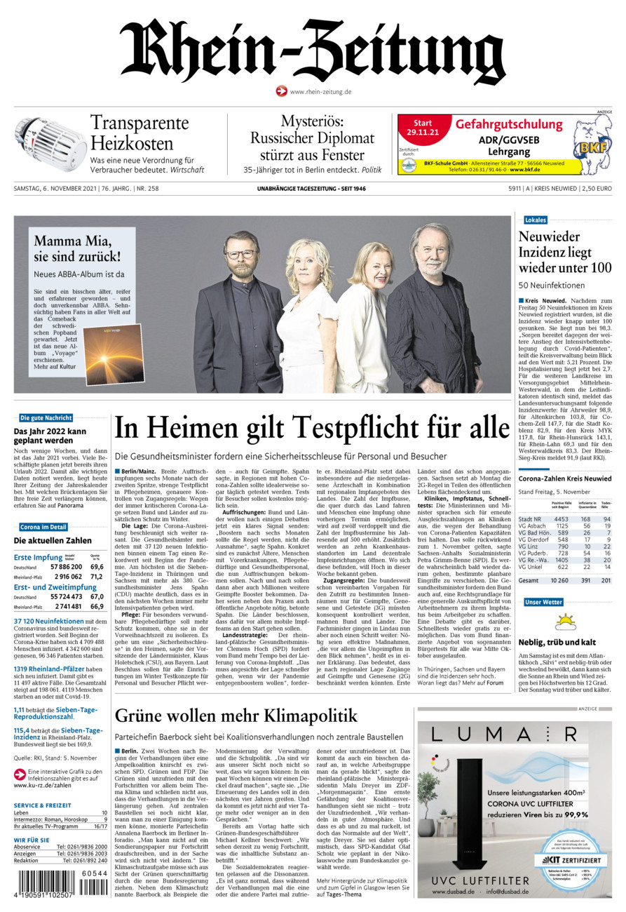 Rhein-Zeitung Kreis Neuwied vom Samstag, 06.11.2021