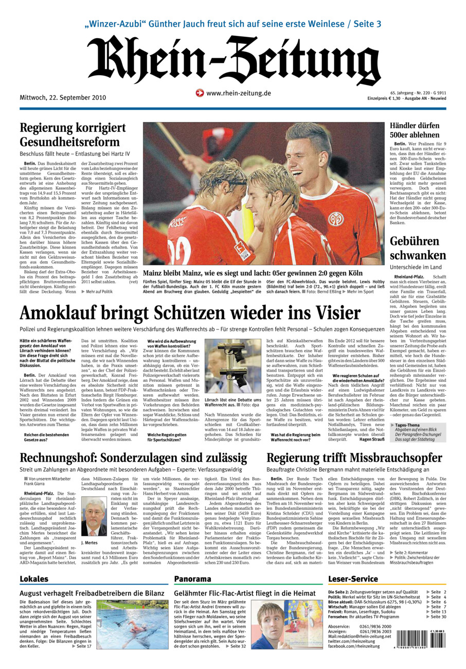 Rhein-Zeitung Kreis Neuwied vom Mittwoch, 22.09.2010