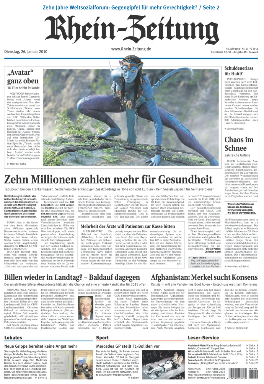 Rhein-Zeitung Kreis Neuwied vom Dienstag, 26.01.2010