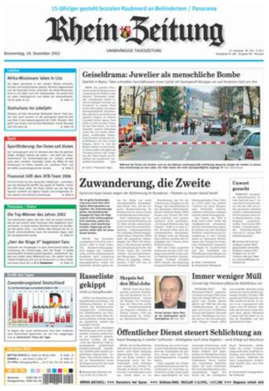 Rhein-Zeitung Kreis Neuwied vom Donnerstag, 19.12.2002
