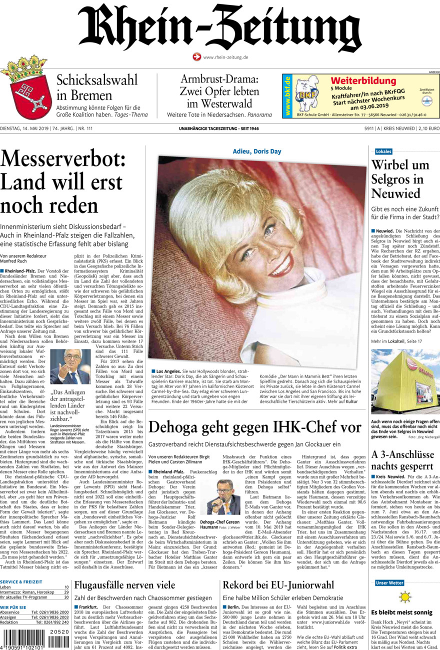 Rhein-Zeitung Kreis Neuwied vom Dienstag, 14.05.2019