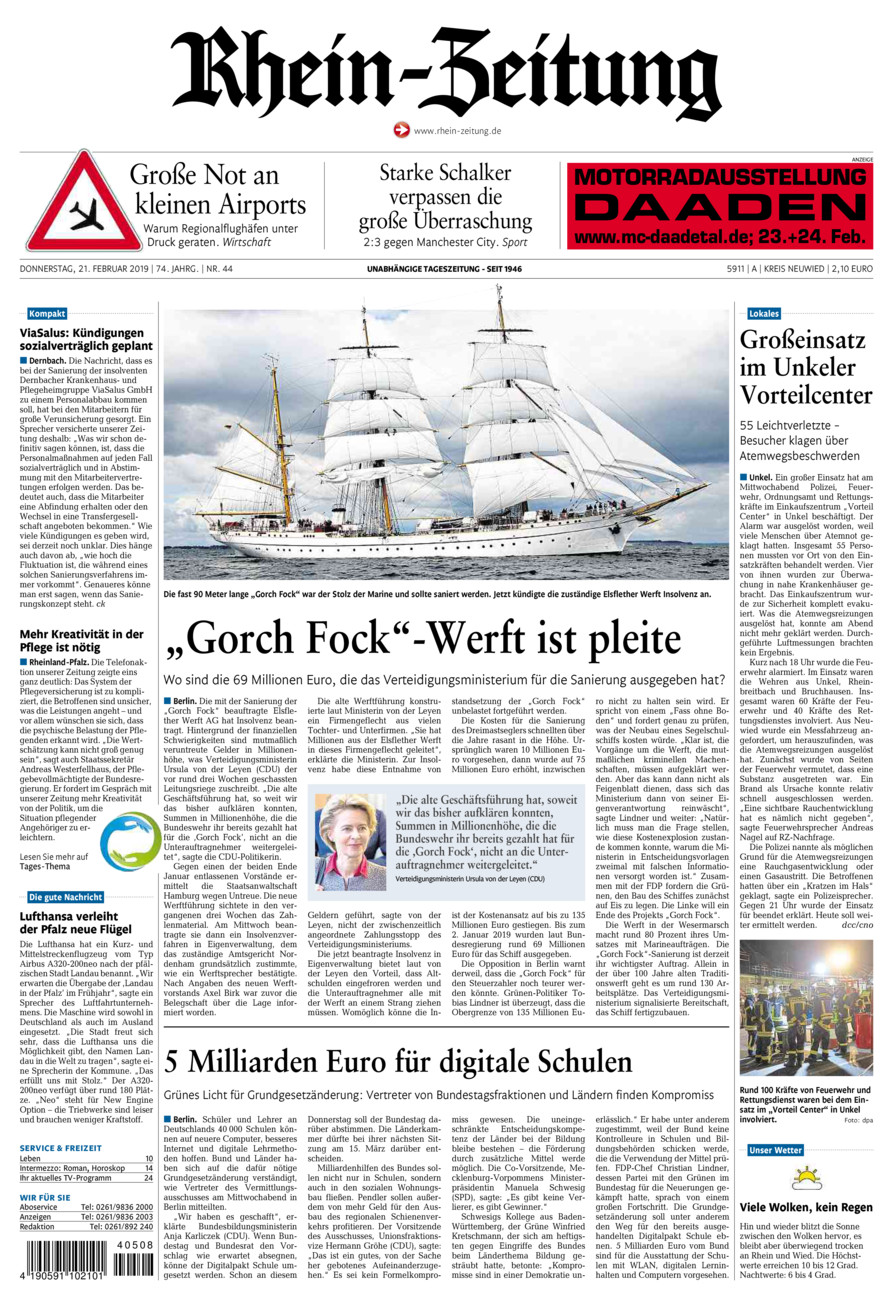 Rhein-Zeitung Kreis Neuwied vom Donnerstag, 21.02.2019